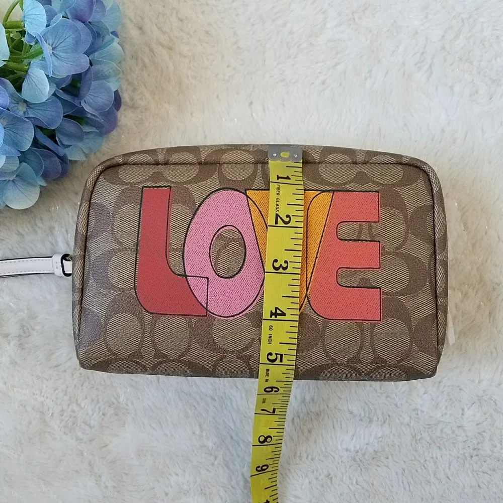 Coach Signature Canvas Cosmetic Pouch with LOVE Graphic